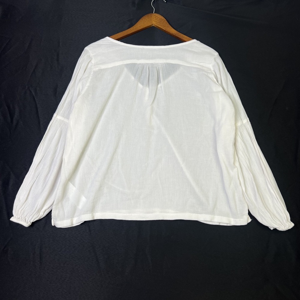 Abercrombie & Fitch‎ Tunic Top White Boho Lagenlook V Neck Button Blouse Size L - Picture 3 of 8
